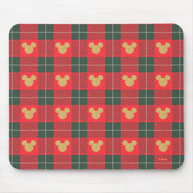 Yuletide Joy | Mickey Christmas Plaid Pattern Mouse Pad (Front)