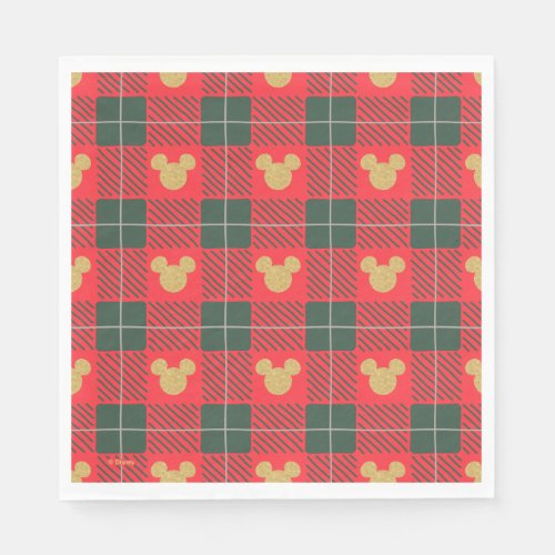 Yuletide Joy  Mickey Christmas Plaid Pattern Napkins