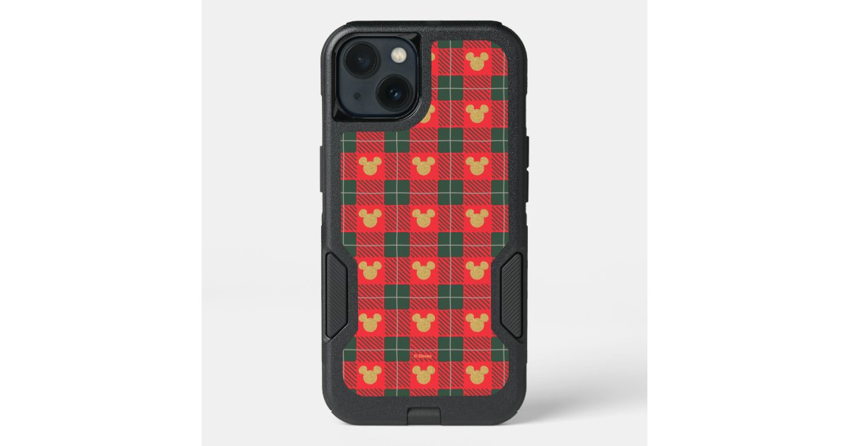 Yuletide Joy | Mickey Christmas Plaid Pattern Otterbox iPhone Case | Zazzle