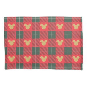 Yuletide Joy   Mickey Christmas Plaid Pattern Pillow Case