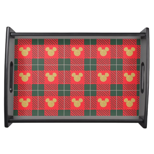 Yuletide Joy | Mickey Christmas Plaid Pattern Serving Tray (Front)