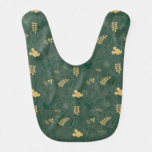 Yuletide Joy Mickey Green & Gold Holiday Pattern Baby Bib