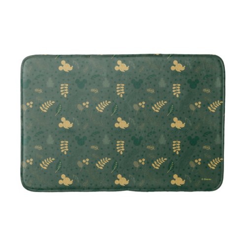 Yuletide Joy  Mickey Green  Gold Holiday Pattern Bath Mat