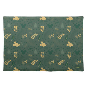 Yuletide Joy Mickey Green & Gold Holiday Pattern Cloth Placemat