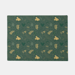 Yuletide Joy Mickey Green & Gold Holiday Pattern Doormat
