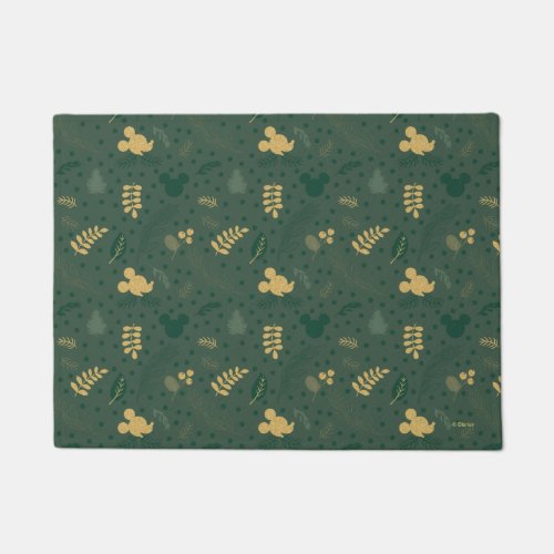 Yuletide Joy  Mickey Green  Gold Holiday Pattern Doormat