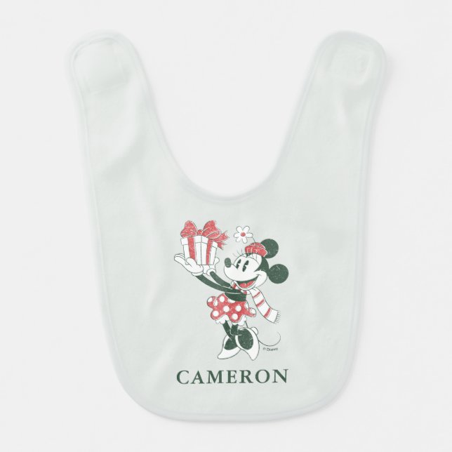 Yuletide Joy | Minnie Noel Baby Bib (Front)