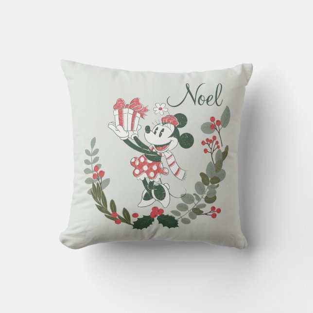 Yuletide Joy | Minnie Noel Throw Pillow (Front)