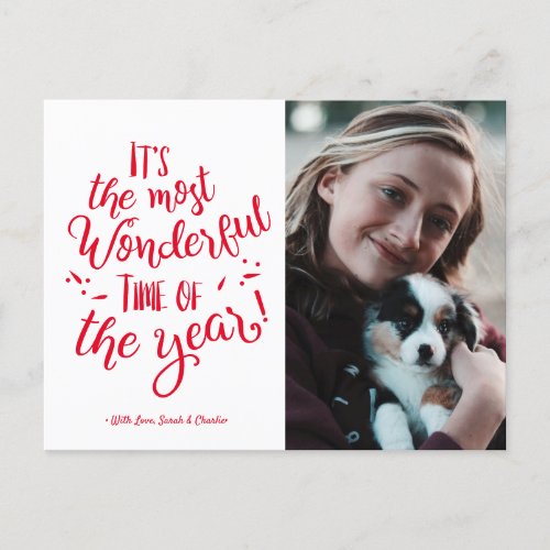 Yuletide Joy Personalized Most Wonderful Time  Holiday Postcard