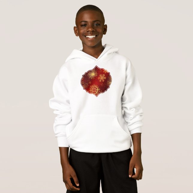 Yuletide Opulence: Golden Threads of Christmas Hoodie (Front Full)