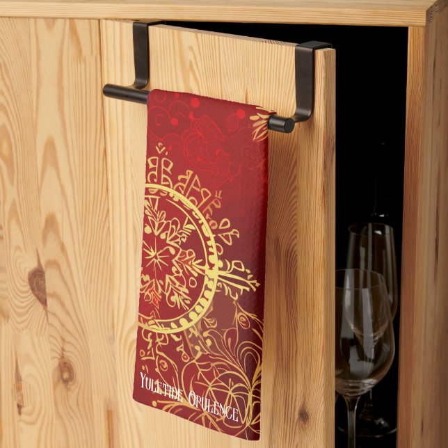Yuletide Opulence: Golden Threads of Christmas Kitchen Towel (Thirds Fold)