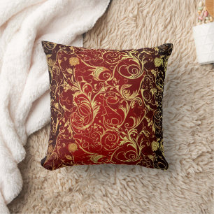 Yuletide Opulence: Golden Threads of Christmas Throw Pillow