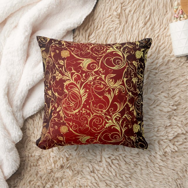 Yuletide Opulence: Golden Threads of Christmas Throw Pillow (Blanket)