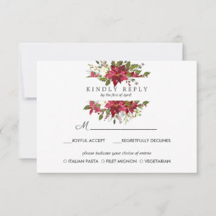 Yuletide   Poinsettia Wedding  RSVP MEAL OPTION Card