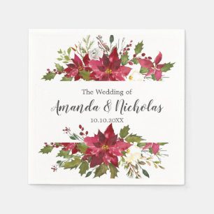 Yuletide    Rustic Floral Christmas Winter Wedding Napkins