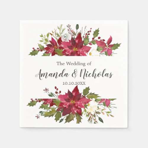 Yuletide   Rustic Floral Christmas Winter Wedding Napkins