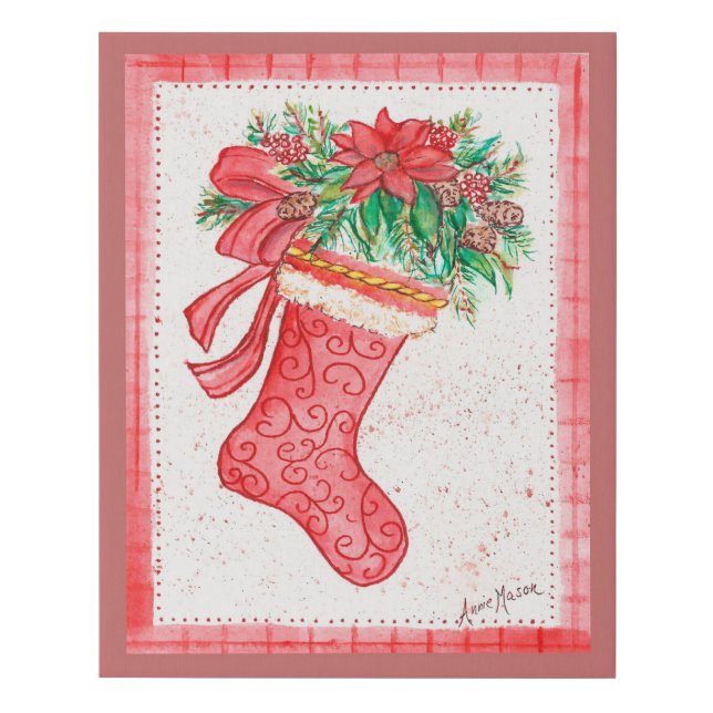 Yuletide Stocking Faux Wrapped Canvas Print (Front)