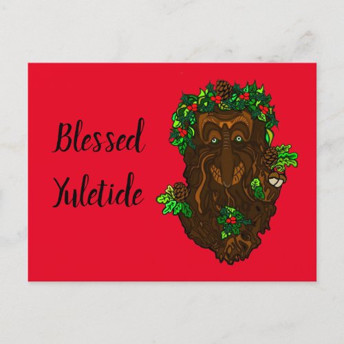 Yuletide Winter Solstice Pagan Greenman Postcard