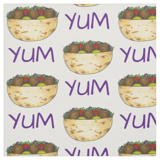 YUM Falafel Balls Pita Mediterranean Food Sandwich Fabric