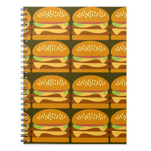 Yum Fun Cheeseburgers Cartoon Pattern Design Notebook