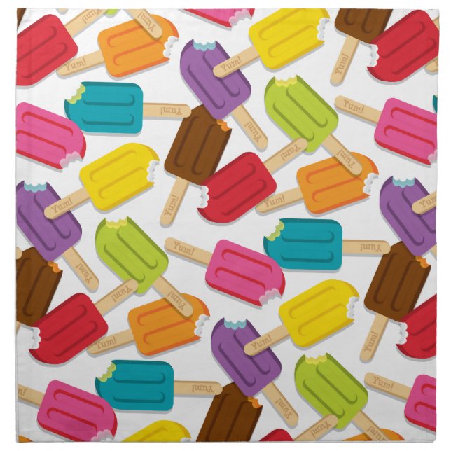 Yum! Popsicle Napkins Set/4 — White (Front)