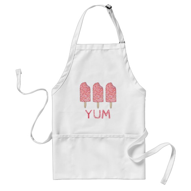 YUM Strawberry Cake Eclair Pink Ice Cream Popsicle Adult Apron (Front)