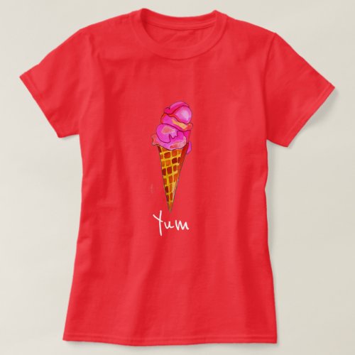 Yum Summer slogan icecream gelato cute food art T_Shirt