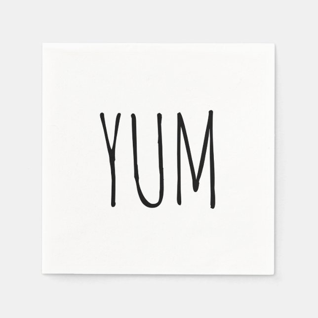 YUM Text On White Napkins (Front)