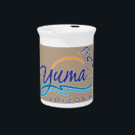 Yuma, Arizona Pitcher<br><div class="desc">Yuma (Cocopah: Yuum) is a city in and the county seat[4] of Yuma County,  Arizona,  United States. It is located in the southwestern corner of the state,  and the population of the city was 93, 064 at the 2010 census,  up from the 2000 census population of 77, 515</div>