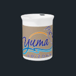 Yuma, Arizona Pitcher<br><div class="desc">Yuma (Cocopah: Yuum) is a city in and the county seat[4] of Yuma County,  Arizona,  United States. It is located in the southwestern corner of the state,  and the population of the city was 93, 064 at the 2010 census,  up from the 2000 census population of 77, 515</div>
