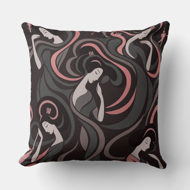 Yumeji Inspired Cushion – Hirado Woman Motif (Front)