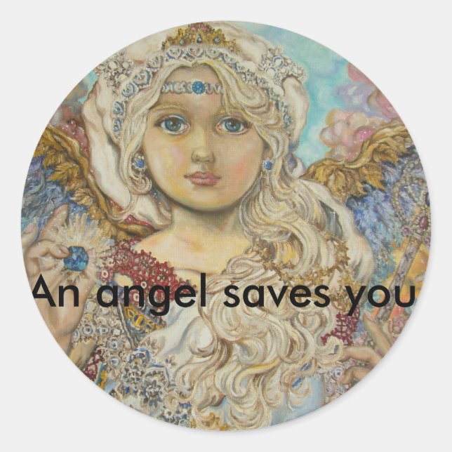 yumi sugai  angels, An angel saves you. Classic Round Sticker (Front)