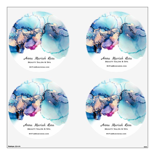 Yummy Abstract Blue Gold Circle GOOD VIBE AP29 Wall Decal (Front)