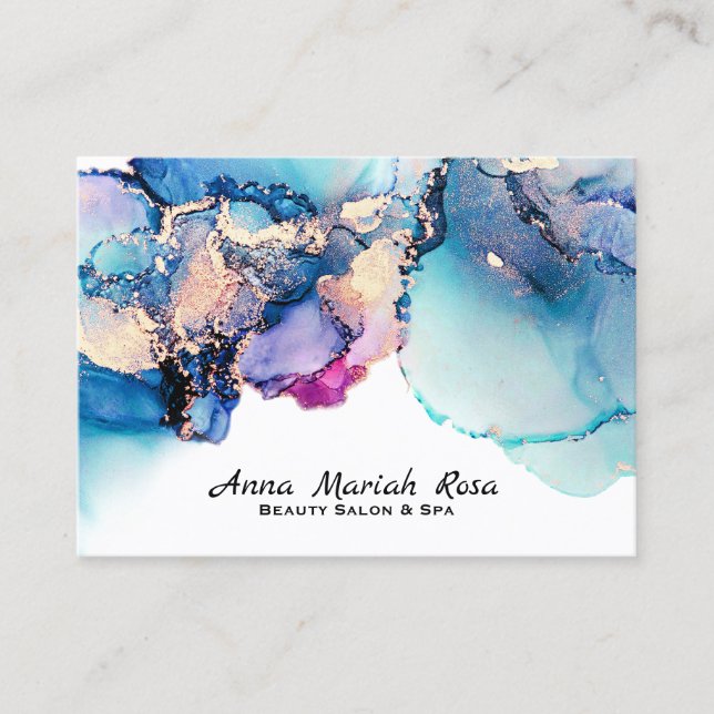 *~* Yummy Abstract Bold Turquoise AP29 Teal Gold Business Card (Front)