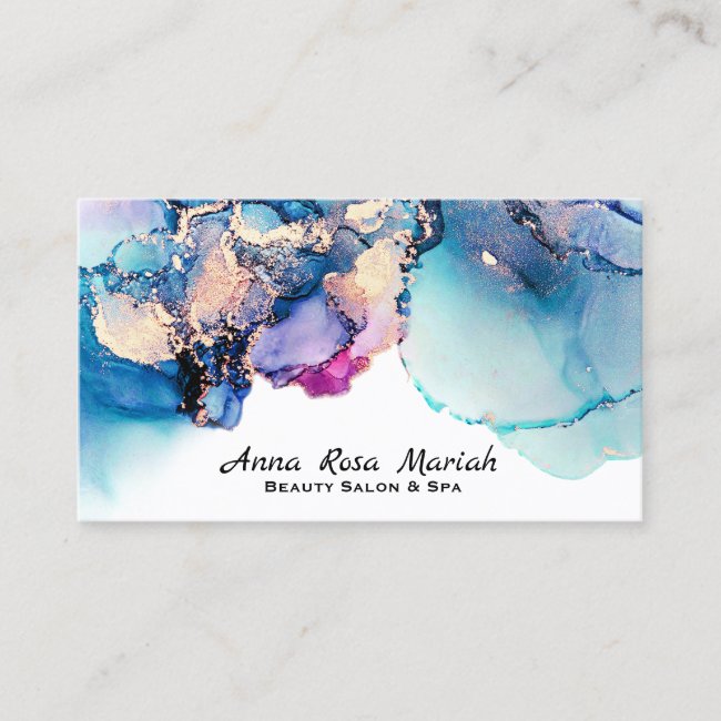 *~* Yummy Abstract Teal Turquoise Gold Gilded Bold Business Card