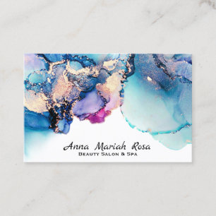 *~* Yummy Abstract Turquoise Teal AP29 Gold Gilded Business Card