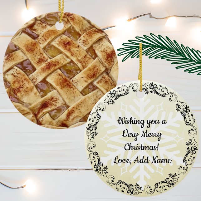 Yummy Apple Pie Food Christmas Ceramic Ornament (Creator Uploaded)
