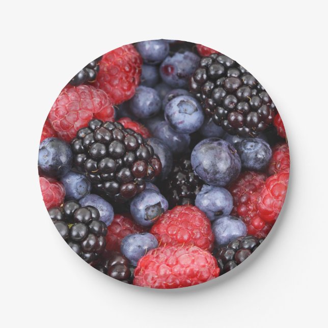 Yummy Berries of all Sort Party Paper Plates (Front)