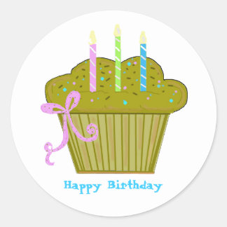 Yummy Birthday Cupcake Classic Round Sticker