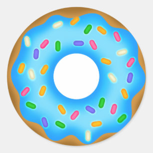 Yummy Blue Iced Sprinkled Sweet Doughnut Classic Round Sticker