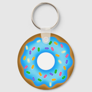 Yummy Blue Iced Sprinkled Sweet Doughnut Keychain