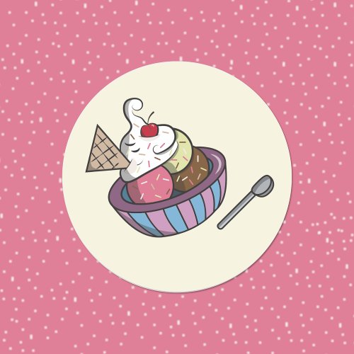 Yummy bowl of ice cream stickers