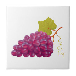 Yummy Bunch Of Red Grapes Ceramic Tile