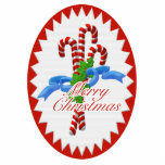 Yummy Candy Cane Christmas Ornament<br><div class="desc">A group of yummy red and white candy canes tied together with blue ribbon and holly on fun Christmas ornament that can be enclosed in a card in an envelope for a Christmas surprise. You may also enjoy other candy cane ornaments and gifts in my store. Original art and design...</div>