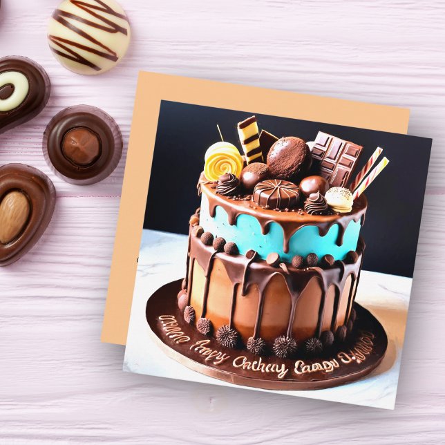 Yummy Candy Chocolate Cake Personalized  (Fun chocolate candy cake to celebrate a birthday!)