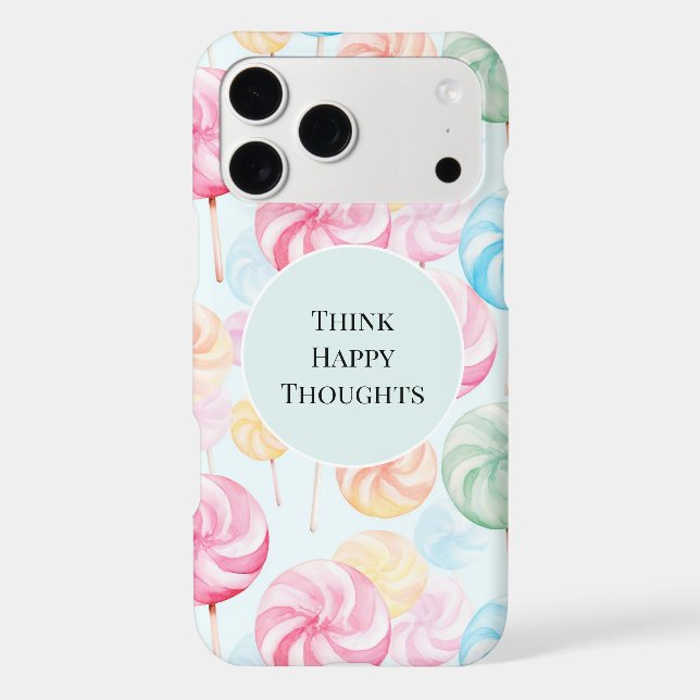 Yummy Candy Lollipops Whimsical Happy Thoughts iPhone Case (Back)