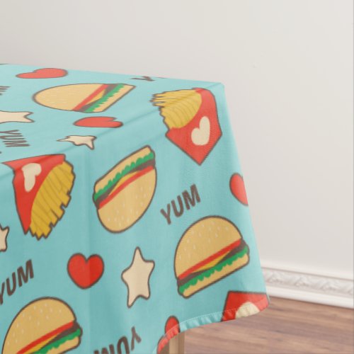 Yummy Cheeseburgers  French Fries Tablecloth