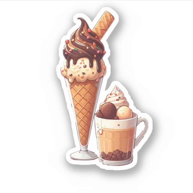 yummy chocolate ice cream sticker (Front)