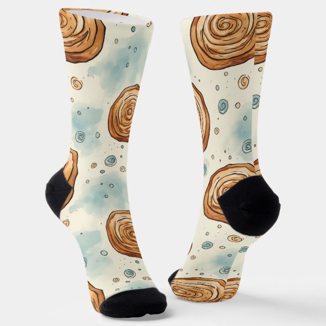 Yummy Cinnabon Pattern  Socks (Angled)