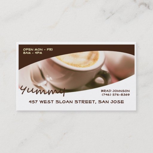 Customizable Yummy Coffee Business Cards